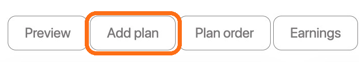 The Add plan button highlighted in the row of Paywall buttons